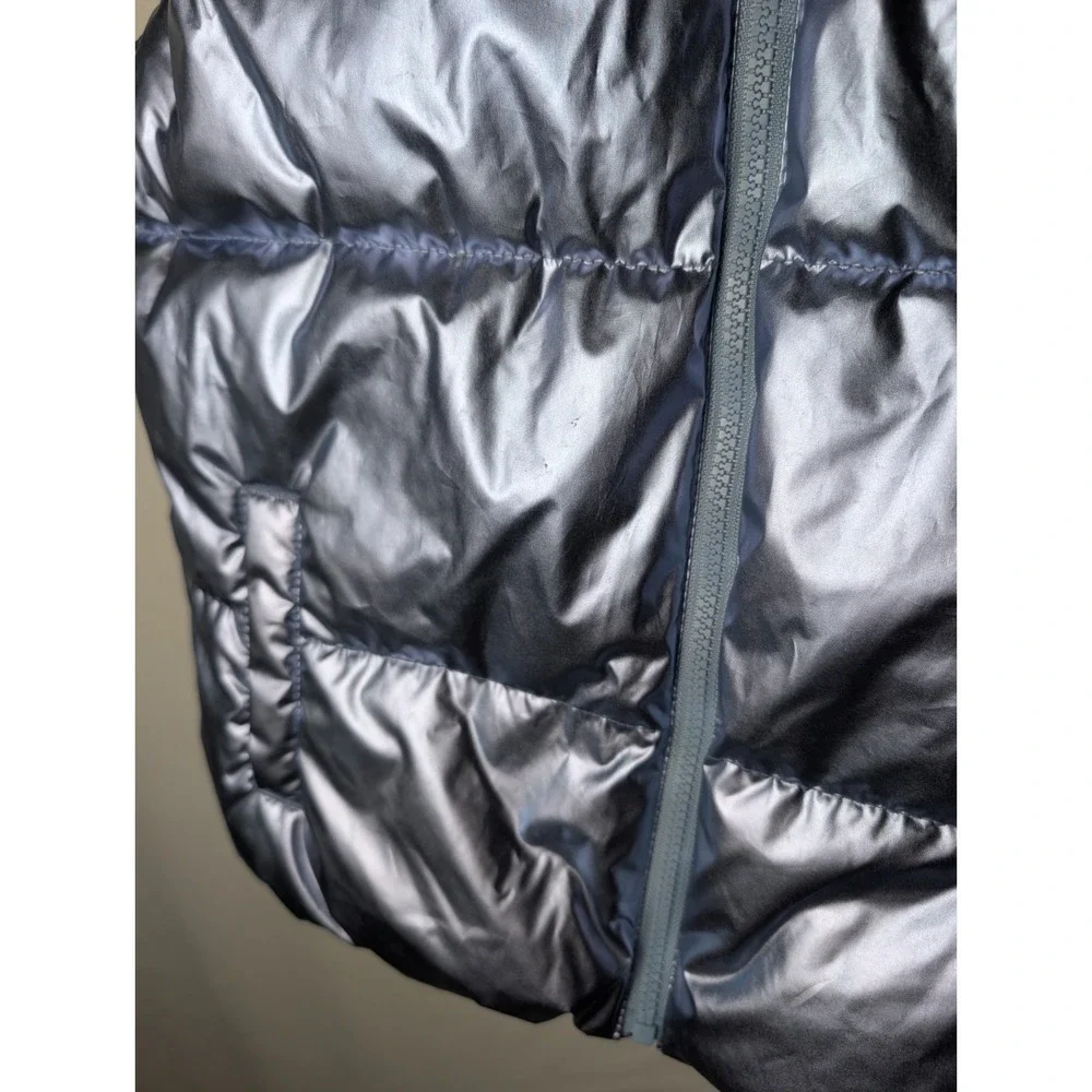 Old Navy Blue Metallic Girls Puffer Vest Zip Up Sz XL 14-16